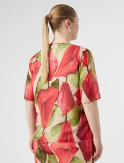 Bedrucktes Oberteil aus Georgette