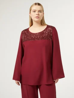 Bluse aus Crêpe-Envers-Satin