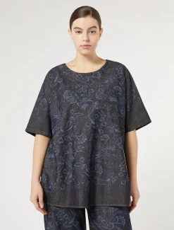 Bluse aus Lasercut-Denim