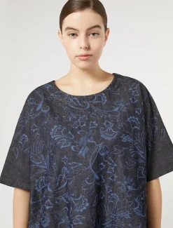 Bluse aus Lasercut-Denim