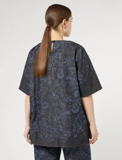 Bluse aus Lasercut-Denim