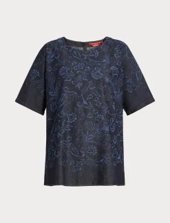 Bluse aus Lasercut-Denim