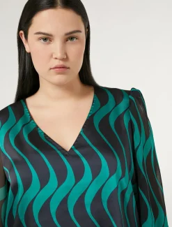 Bluse aus Twill und Georgette