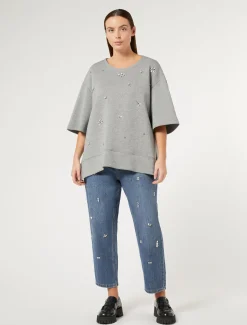 Boyfriend-Jeans aus besticktem Denim