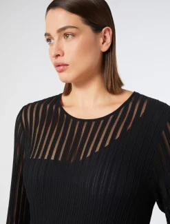 Geripptes Maxikleid aus Viskose