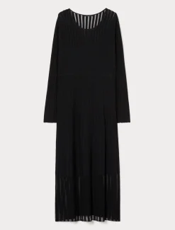 Geripptes Maxikleid aus Viskose