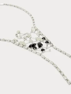 Halskette mit Baguette und Strasssteinen