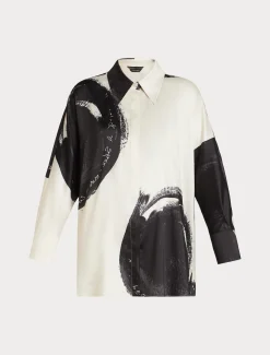 Hemdbluse aus bedrucktem Twill