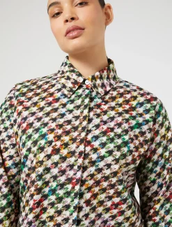 Hemdbluse aus bedruckter Popeline