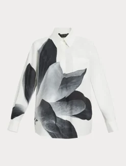 Hemdbluse aus bedruckter Popeline