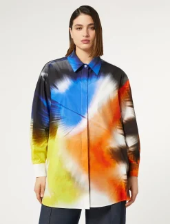 Hemdbluse aus bedruckter Popeline