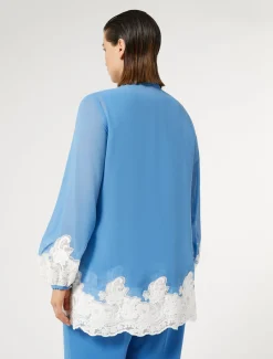 Hemdbluse aus Georgette und Spitze mit Top