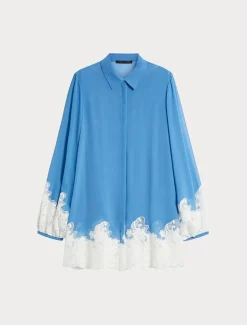 Hemdbluse aus Georgette und Spitze mit Top