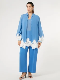 Hemdbluse aus Georgette und Spitze mit Top