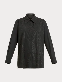 Hemdbluse aus Popeline mit Strass