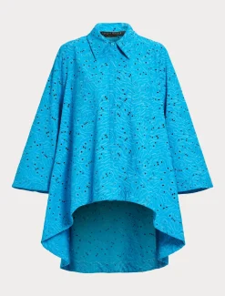 Hemdbluse aus Popeline mit Lochstickerei