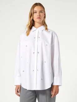 Hemdbluse aus Popeline mit Stickerei