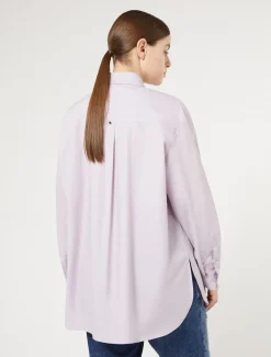 Hemdbluse aus Popeline mit Stickerei