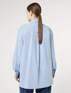 Hemdbluse aus Popeline mit Stickerei