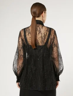 Hemdbluse aus Spitze mit Pailletten