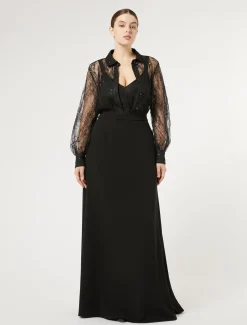 Hemdbluse aus Spitze mit Pailletten