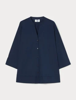 Hemdbluse aus Stretch-Popeline