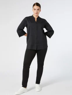 Hemdbluse aus Stretch-Popeline