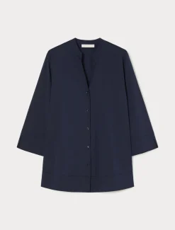 Hemdbluse aus Stretch-Popeline