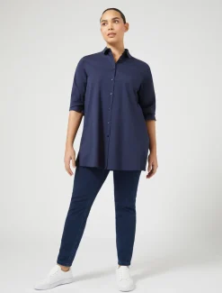 Hemdbluse aus Stretch-Popeline