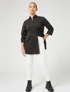 Hemdbluse aus Stretch-Popeline