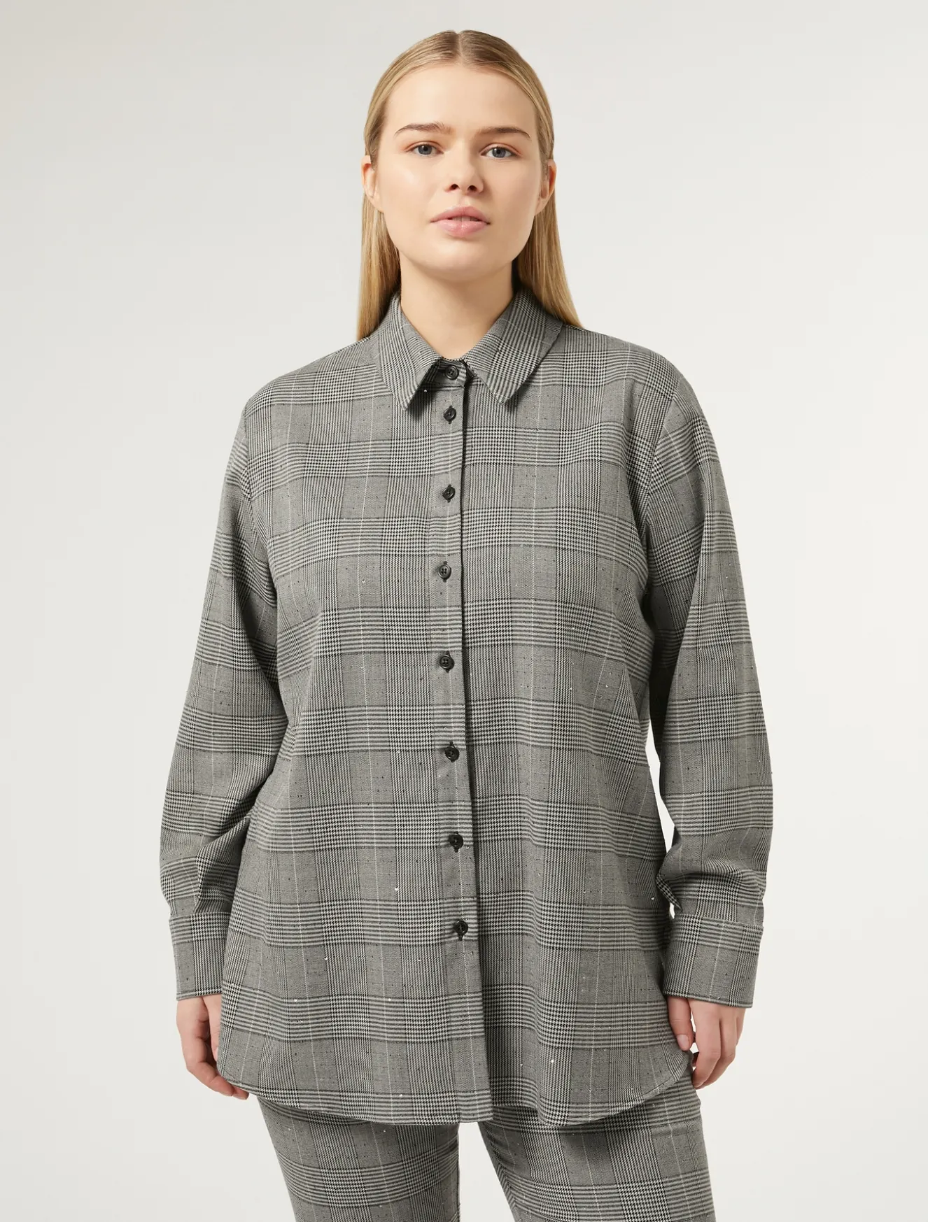 Hemdbluse mit Glencheck-Karo