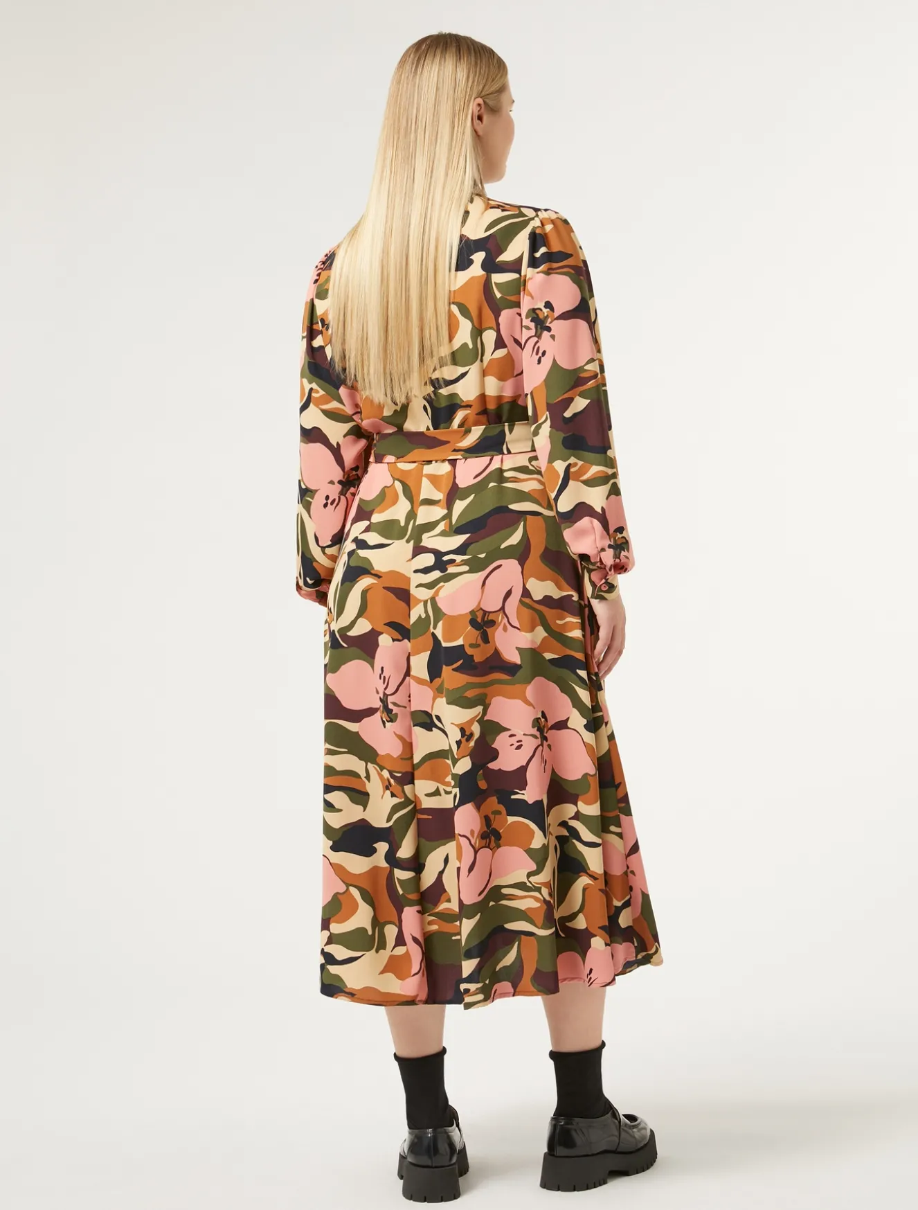 Hemdblusenkleid aus bedrucktem Cady