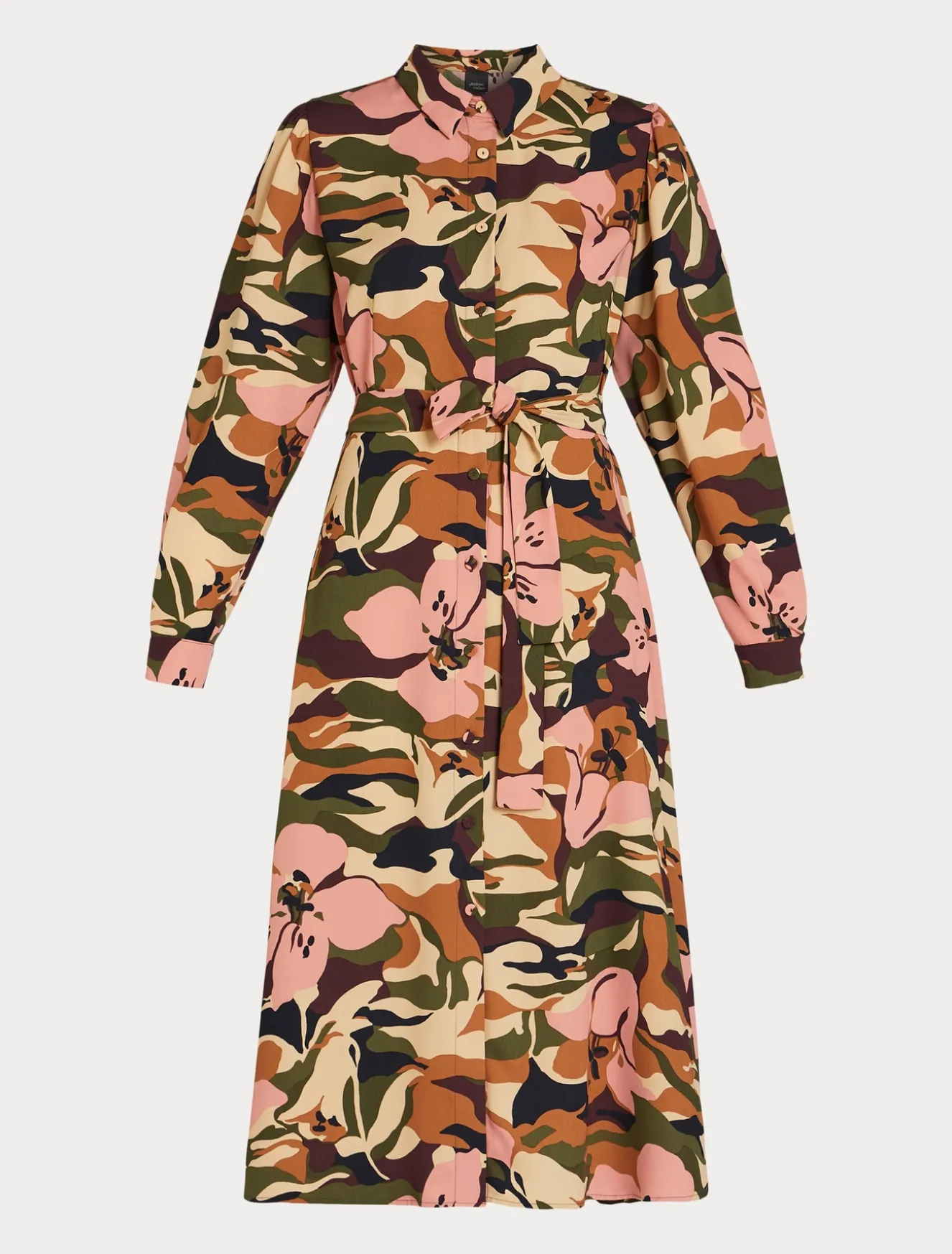 Hemdblusenkleid aus bedrucktem Cady