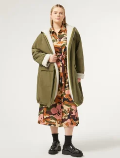 Hemdblusenkleid aus bedrucktem Cady