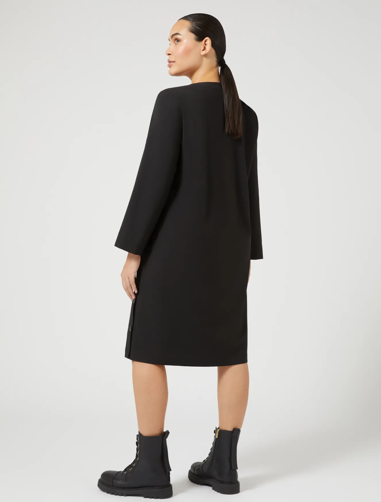 Hemdblusenkleid aus reinem Woll-Canvas