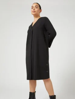 Hemdblusenkleid aus reinem Woll-Canvas