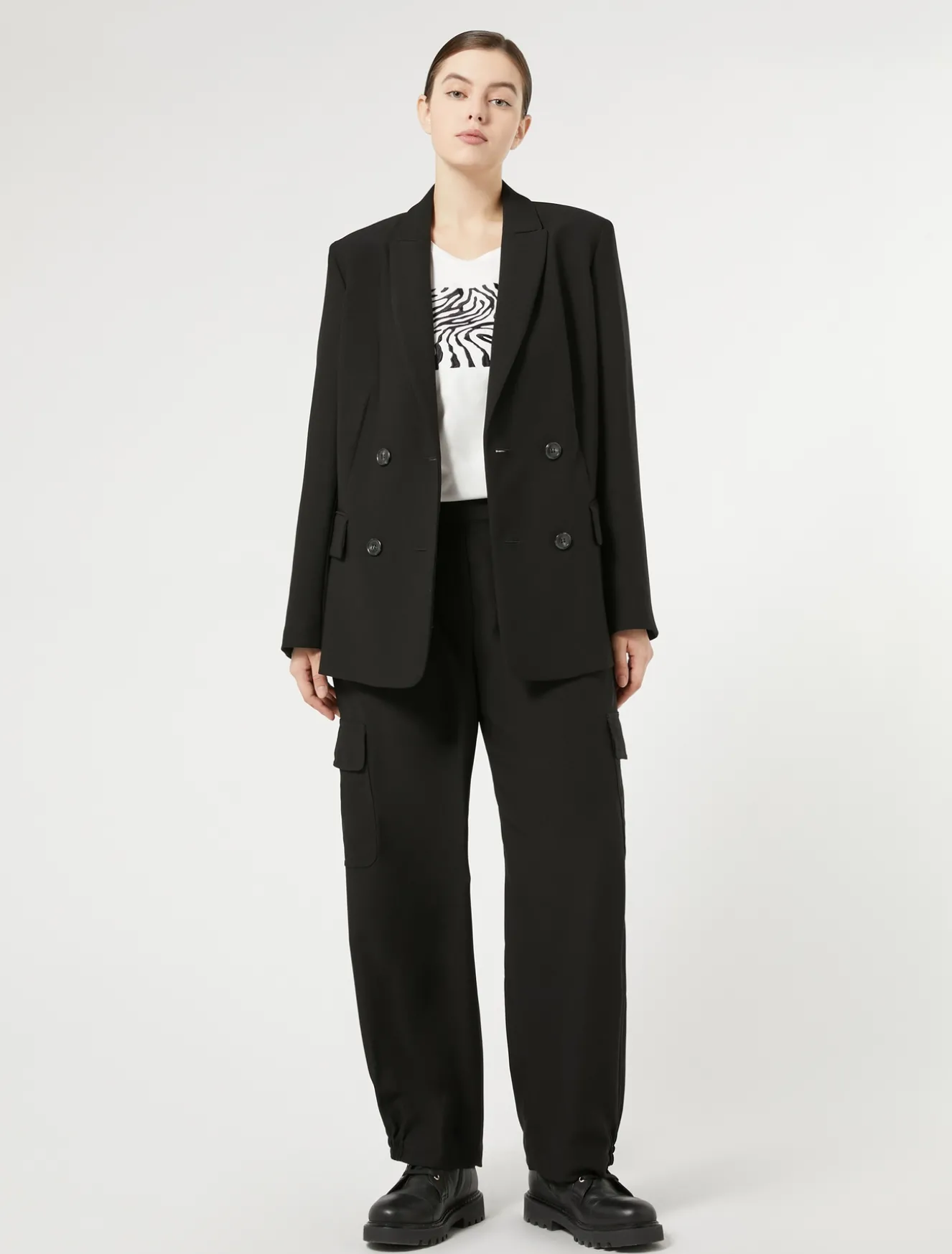 Hose aus Crêpe-Envers-Satin