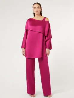 Hose aus glänzendem Envers-Satin