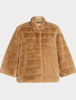 Jacke aus Stoff in Felloptik und Nylon-Canvas