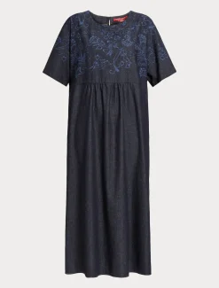 Kleid aus Denim mit Stickerei