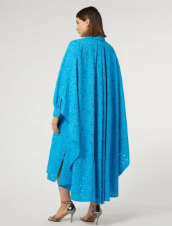 Kleid aus Popeline mit Lochstickerei