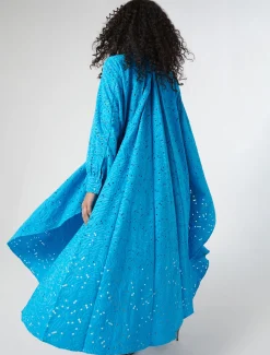 Kleid aus Popeline mit Lochstickerei