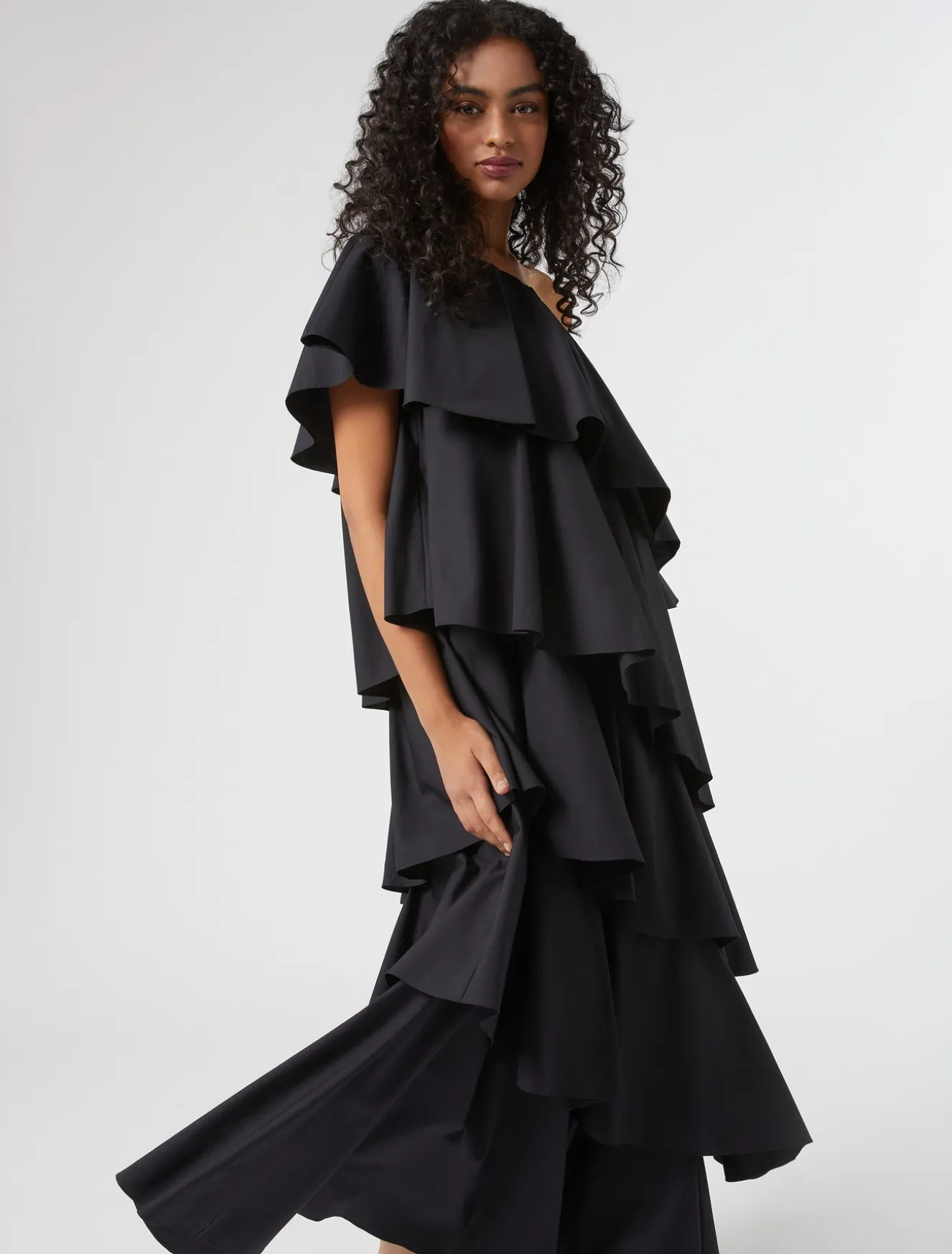 Kleid aus Popeline mit Rüschen