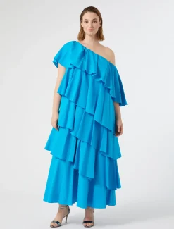 Kleid aus Popeline mit Rüschen