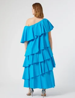 Kleid aus Popeline mit Rüschen