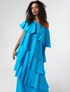 Kleid aus Popeline mit Rüschen