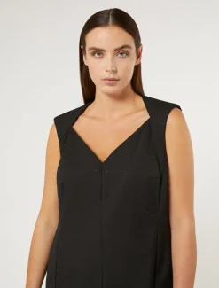 Kleid aus Twill mit Strass