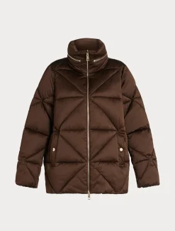 Kurze Daunenjacke aus wasserabweisendem Satin