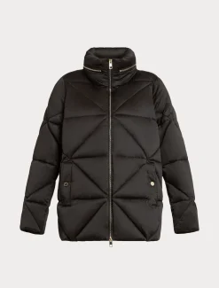 Kurze Daunenjacke aus wasserabweisendem Satin