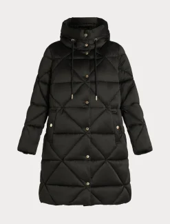 Lange Daunenjacke aus wasserabweisendem Satin